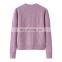 Women's 100% Pure Cashmere O-Neck Pullover Solid Color Jacquard Thickened Crew Neck Sweater for Winter Casual Style Front Logo