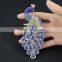 Wholesale Costume Jewelry China Peacock Crystal Peacock Brooches Blue Cheap