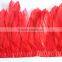 Red Goose Feather Trimming Ribbon Plumes For Dance Costumes