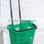 Plastic shopping basket with wheels