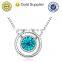 nickel plating blue crystal round shape necklace