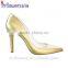 Golden color patent leather wholesale high heel shoes for eleglant ladies