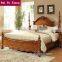 French rustic style wood frame bed with handmade carving and unique design structure B-204