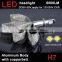 6000lm Fanless Auto Parts Aluminium Body H7 Led Headlight Bulb