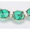 Trending lady jewelry fancy leather chain green crystal necklace