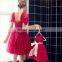 Mother and Daughter Red and white net flower girl tutu dresses CYF-003
