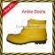 Black upper yellow sole laced light duty cheap custom logo made pvc rain boots