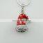 Hot Sale Rhinestone Christmas Hat Red Christmas Gift Keychain