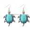 2016 Bohemia Gypsy Fashion Turtle Dangle Long Drop Turquoise Earrings For Women