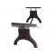 Adjustable height wooden dining table with metal legs