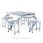 Outsunny Height Adjustable Folding Outdoor Picnic Table w/ 4 Seats