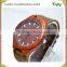 Manufacture customized handmade nature wood watch and leather strap , RED Sandalwood wooden wrist watch