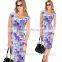 2017 cheap wholesale women wear square neck Knee length plus size pencil formal business career dresses with belt