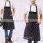 Adjustable Bib Apron with Pockets - Extra Long Ties, Commercial Grade, Unisex - Black/White Pinstripe