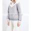 Ladies Long Sleeves Round Neck Contrasting Elasticated Cuff Bird Embroidered Cotton Jersey Sweatshirt(DQE0190T)