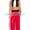 Hot Sale Lady Red Pleated Chiffon Wide Leg Pants Wholesale