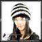 CX-C-36F Cheap Fur Hat Striped Knitted Women Mink Fur Hats