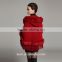 Women Poncho Prorsum Cashmere knitted Wool shawl hooded with fake raccoon fur collar trim Scarf Cape Winter Check Blanket Poncho