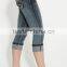 medium wash capri with back flap pockets #82396