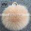 Latest pompom ball real fox fur balls keychain