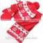 Children's fashional pretty super soft cozy warm popular jacquard beanie flove scarf set