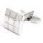 High Quality Grey Plaid Square Men Shirt Silver Cufflinks