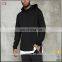 Mens clothing wholesale zippered kangaroo pocket plain black hoodie