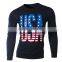 Polyester/cotton high quality plain black men's long sleeves collar t-shirt