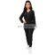 Hot sale wholesale solid color v neck tops and pants two piece set with zipper fall winter women's tracksuit