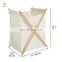 Bamboo X Frame Laundry Hamper Portable Collapsible Folding Clothes Basket Storage with Removable Polyester Liner Fabric