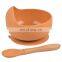Baby Bowl Spoon Silicone Tableware Children's Wooden Handle Silicone Spoon Children's Suction Cup Baby Silicone Bowl