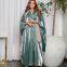 BS-LR529 Women Silk Muslim Dresses Abaya with Hijabs Scarf Open Front Cardigan Maxi Dress Dubai Robe Islamic Middle East Ethnic Dress