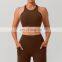Ribbed High Impact Backless Crop Sports Bras Women Racer Back Custom Crop Gym Tops 75nylon 25spandex