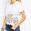 ladies t-shirt with floral cutwork embroidery hem for distributor