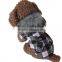 Luxury Fur Collar Horn Buttons Pink Lattice Plaid Dog Coat with Extra Heavy Soft Wool Material fit for Autumn and Winter