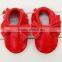 2015 Multi Color Fringe Infant Baby Shoes Manufacturer Made Cute Bownot Shoes 100% Handmade Baby Toddler Moccasins