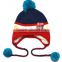 Newest Pom Pom Pigtail Tassels Automobile Applique Warm Fleece Inside Baby Kids Knitted Earflap Hat