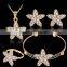 Five Petaled Flowers Shinning Clear CZ Crystal Pendant Jewelry Sets Gift