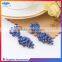 High-end fashion blue crystal earrings, luxury colorful eardrop for women