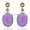 925 Silver Gold Earrings, Amethyst Carving Gemstone Earrings, Pave Diamond Earrings, Gemstone Handcrafted Jewelry Manufacturer