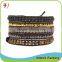 Summer New Style Pink Stone Bead Mix Green On Beige Leather Beach Bracelet