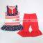 Hot sale summer posh teen girl matching clothing set 4th of july patriotic outfit set for babies