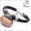 Stainless Steel Magnetic Clasp Leather Bracelets for boy and girls with Metal Button Clasp