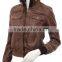 Women's Leather Bomber Jacket in Brown: