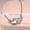 New design double hearts crystal necklace broken heart chain necklace