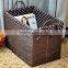 Brown paper woven basket with two handles