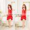 2027 Hot Sale Bright Red Lace Lotus Leaf Lace Sling Pajamas