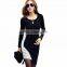 Women's fashion Long Sleeve knitted round neck mulitcolor tight Sweaters dress cheap wholesale