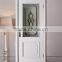 Simple european white interior solid wooden doors with glass inserts design