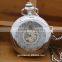 Top quality silver phoenix birds black dial skeleton automatic mechanical movement pocket watch